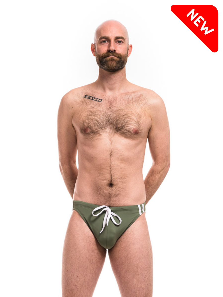 Bathing Suit - Sage Green and White